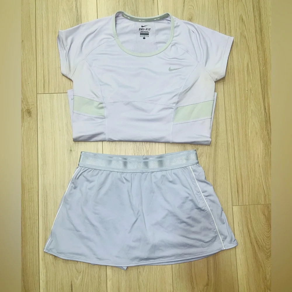 Nike Dri-FIT Tennis Lavender Sports Set - Skort (sz M) and Shirt (sz L) - Picture 1 of 11